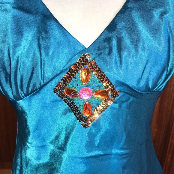 YOU GET BOTH - New NWT Jewel Tone Sequin Silky Cami Tank - Y2K 90s 2000s Retro - Picture 3 of 13